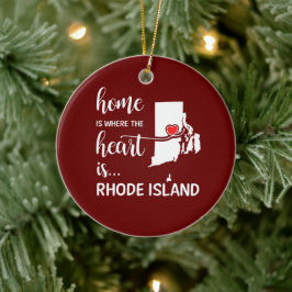 Rhode island är där hjärtat finns julgransprydnad keramik