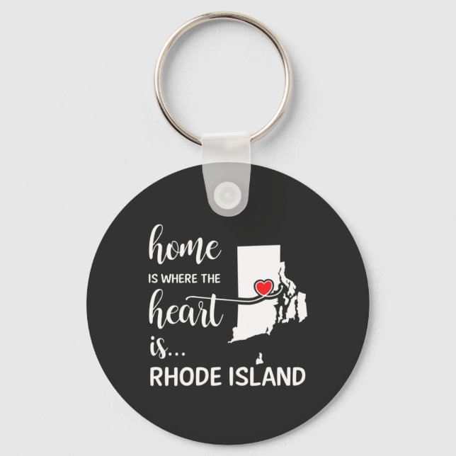 Rhode island är där hjärtat finns nyckelring (Framsida)