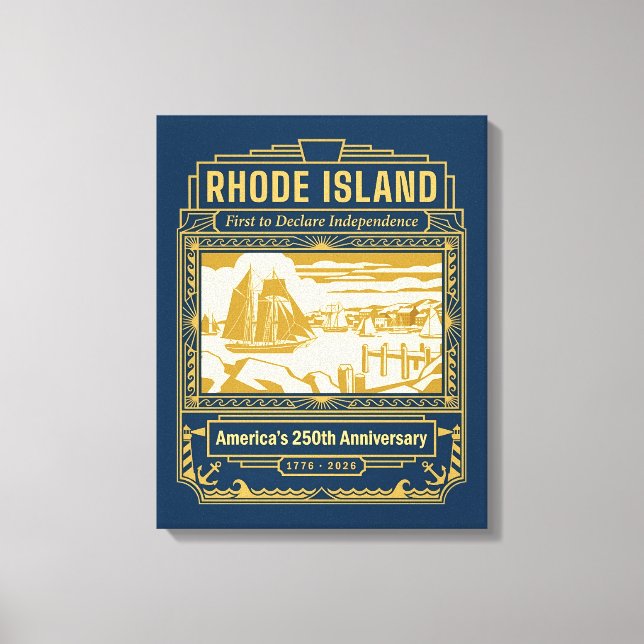Rhode Island Art Deco Amerika 250-årsjubileum Canvastryck (Framsida)