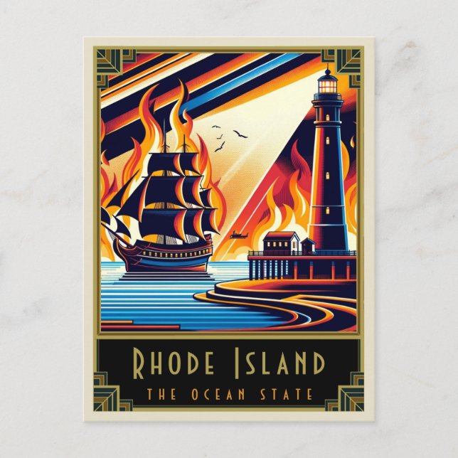 Rhode island | Art Deco Vykort (Framsida)