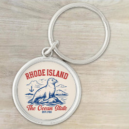 Rhode Island Beach Vibes Gift Idea Rund Silverfärgad Nyckelring