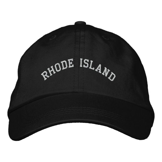 Rhode island-broderade justerbara sockelsvart broderad keps (Framsida)