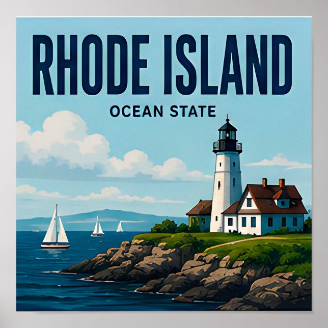 Rhode Island Capitol Harbor Ocean State Poster (Framsidan)