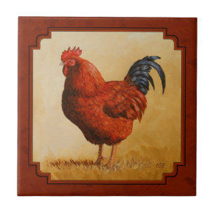 Rhode island Chicken Red Background Kakelplatta