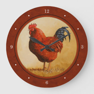 Rhode island Chicken Red Background Stor Klocka