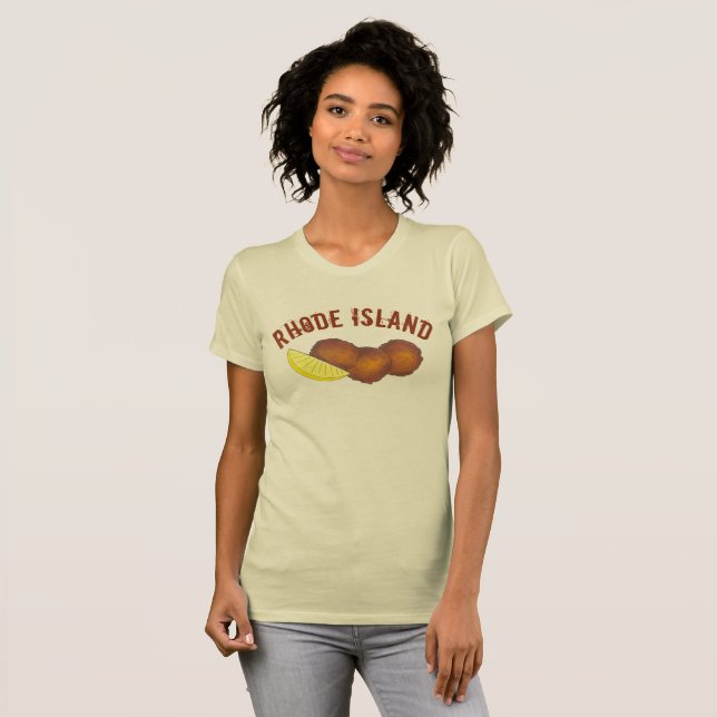 Rhode island Clam Cakes Fried Clamcakes Seafood RI Tee Shirt (Hel framsida)