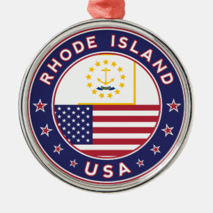 Rhode island-dekal, telefonfodral, påse julgransprydnad metall