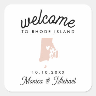 RHODE ISLAND Destination Wedding ANY FÄRG Fyrkantigt Klistermärke