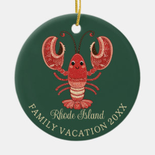 Rhode Island Familjesemester Souvenir Hummer Julgransprydnad Keramik