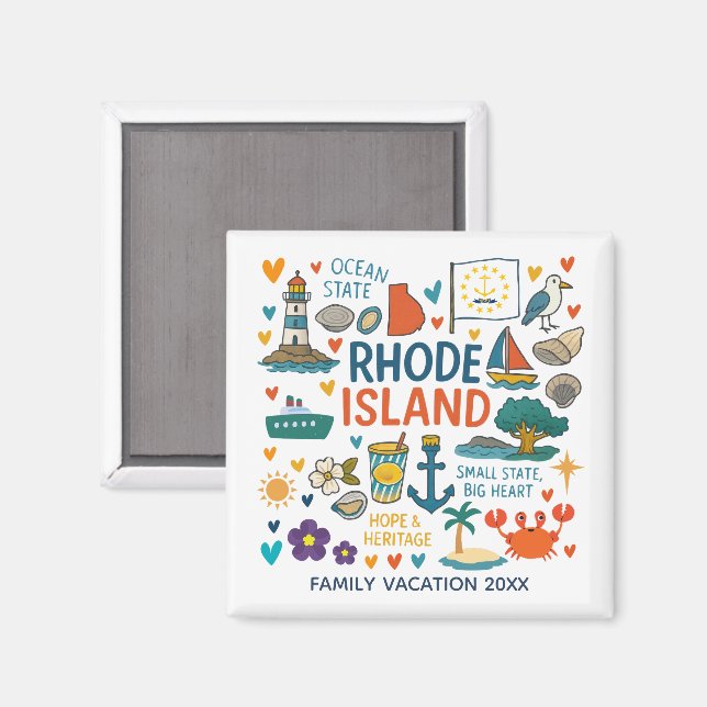Rhode Island Familjeutflykt Minnessaker Anpassade Magnet (Front/Back)