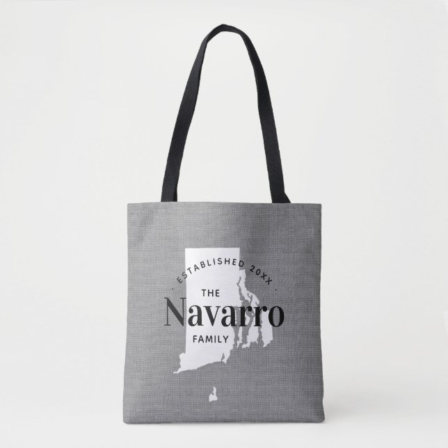 Rhode island Family Monogram State Tote Bag Tygkasse (Framsida)