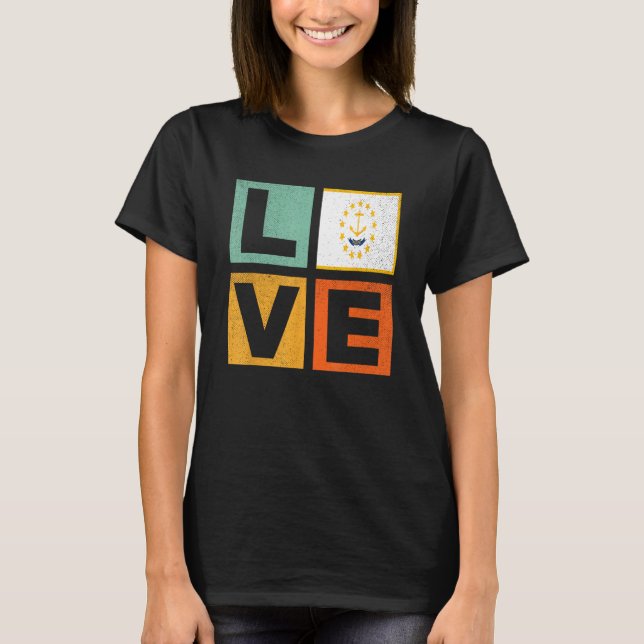 Rhode island Flagga Kärlek Rhode island T Shirt (Framsida)