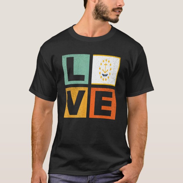 Rhode island Flagga Kärlek Rhode island T Shirt (Framsida)