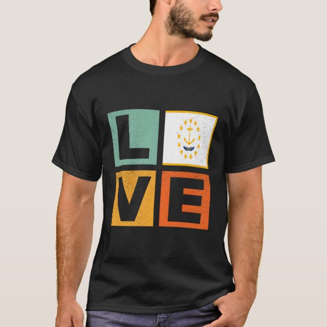 Rhode island Flagga Kärlek Rhode island T Shirt (Framsida)