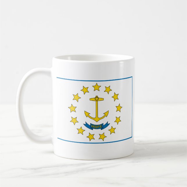RHODE ISLAND FLAGGA + KARTA MUGG (Vänster)