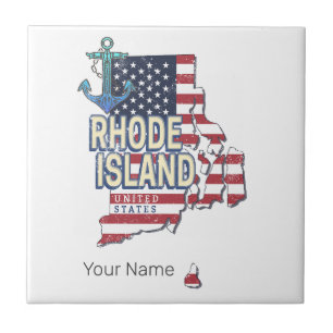 Rhode island Förenade Stater Retro State Karta Vin Kakelplatta