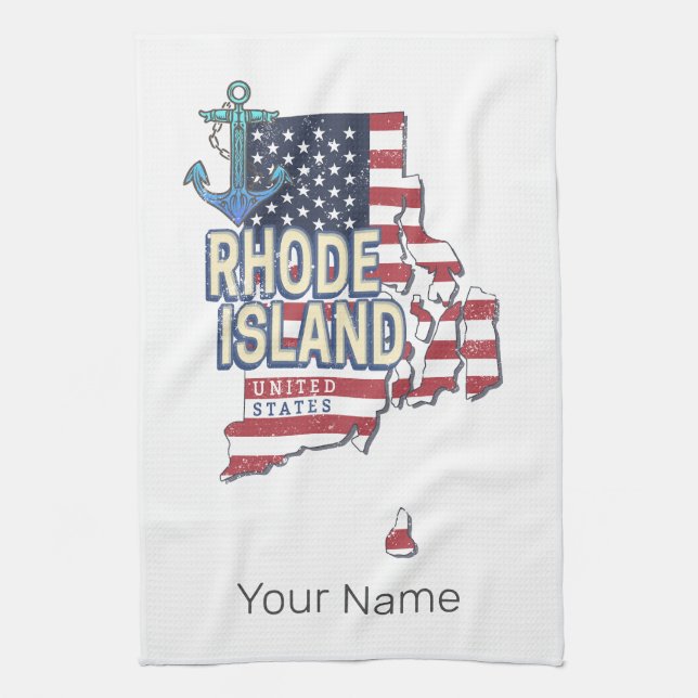 Rhode island Förenade Stater Retro State Karta Vin Kökshandduk (Vertikal)