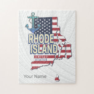 Rhode island Förenade Stater Retro State Karta Vin Pussel