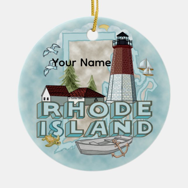 Rhode Island fyr keramisk juldekoration (Framsidan)