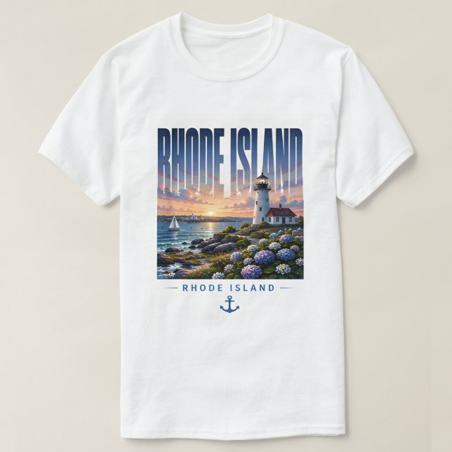 Rhode Island fyr kustnära utflykt T Shirt (Design framsida)