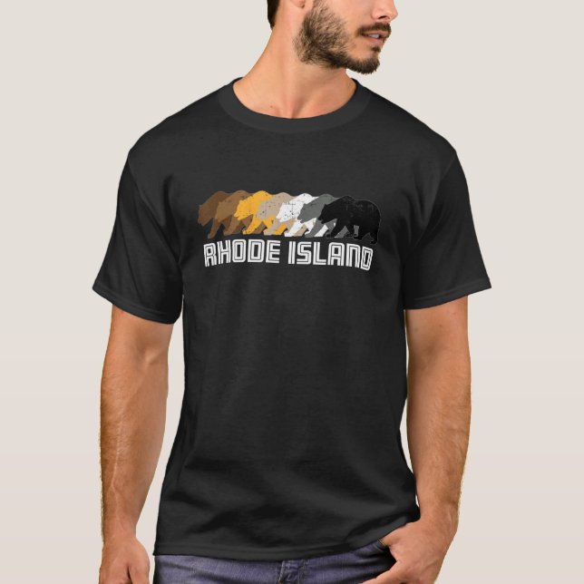Rhode island Gay Bear Distress T Shirt (Framsida)