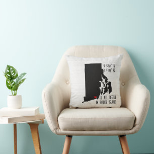 Rhode island GPS-koordinater med hjärta Kudde