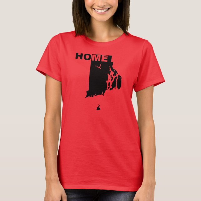Rhode Island Hemma Borta Från Stat T-Shirt Tees (Framsida)