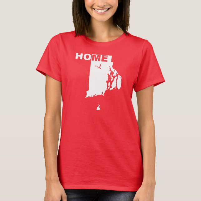 Rhode Island Hemma Borta Från Stat T-Shirt Tees (Framsida)