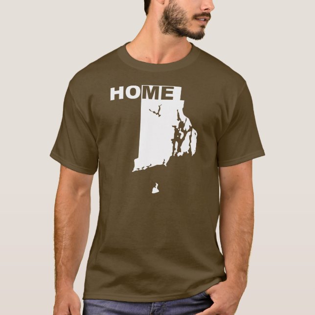 Rhode Island Hemma Borta Från Stat T-Shirt Tees (Framsida)