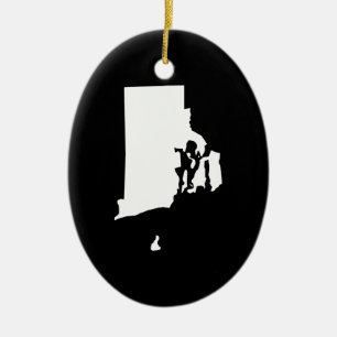 Rhode Island i vitt och svart Julgransprydnad Keramik