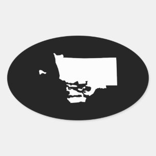 Rhode Island i vitt och svart Ovalt Klistermärke