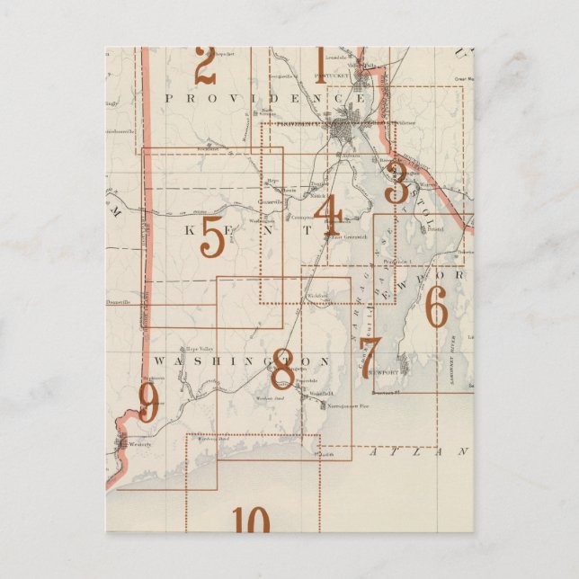 Rhode island index karta vykort (Framsida)