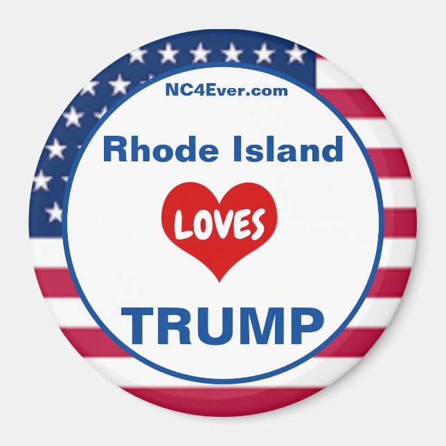 Rhode island KÄRLEK TRUMP Patriotic Fridge Magnet (Framsidan)
