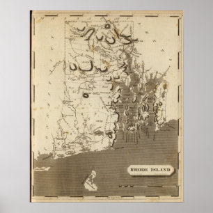 Rhode island Karta av Arrowsmith Poster