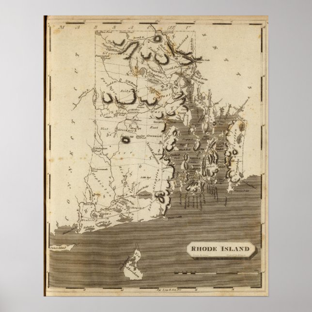 Rhode island Karta av Arrowsmith Poster (Framsidan)