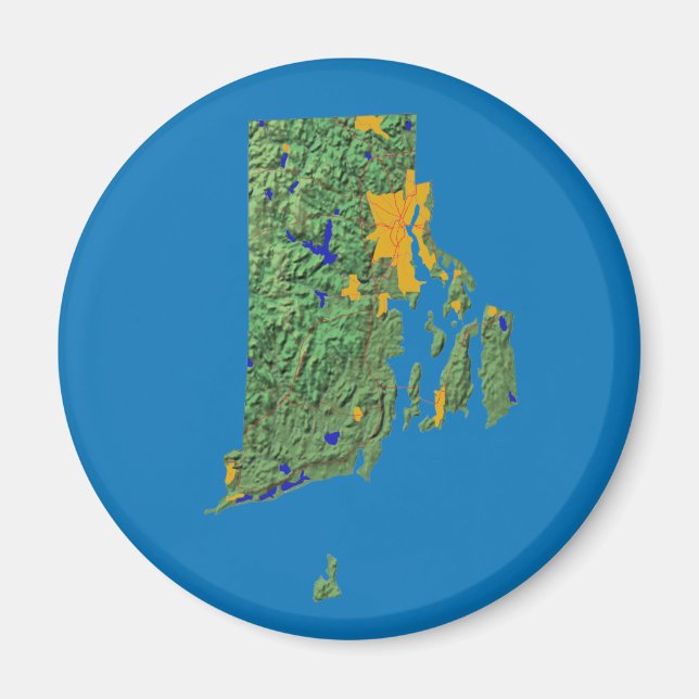 Rhode island Karta Magnet (Framsidan)