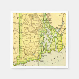 Rhode Island Kartografisk vykort Pappersservett
