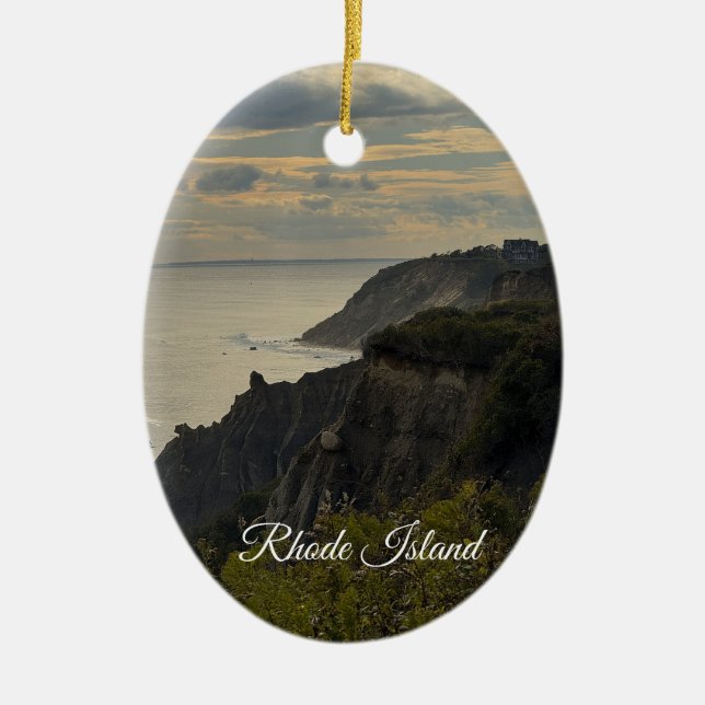 Rhode Island Klippsidans Solnedgångsornament Julgransprydnad Keramik (Framsidan)