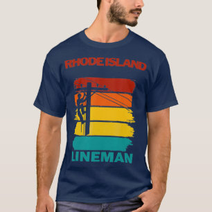 Rhode island Lineman Sunset Electrician T Shirt