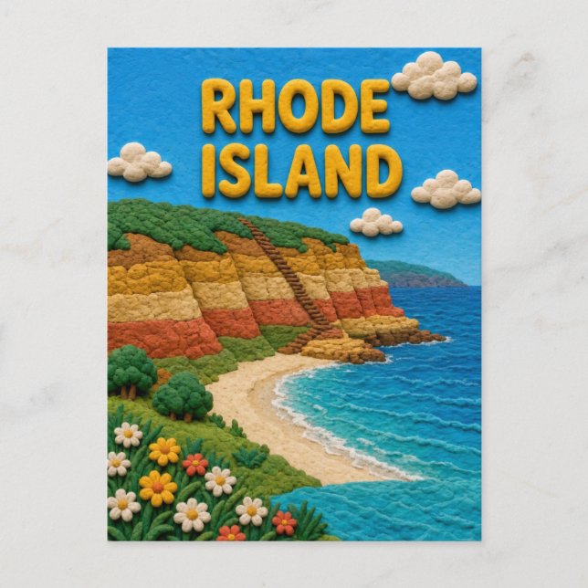 Rhode Island Mohegan Bluffs Modern KLAYKOO Vykort (Framsida)