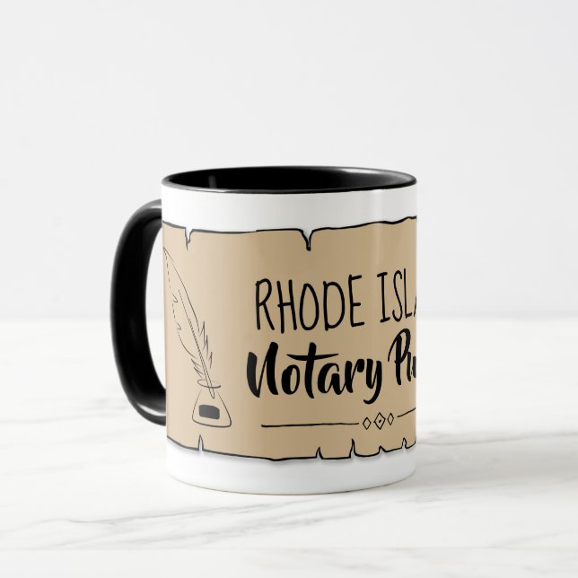 Rhode island Notary Public Rulla Feather Quill Mugg (Framsida vänster)