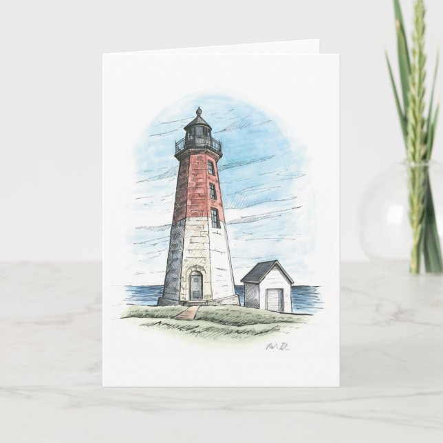 Rhode island Notecard med Point Judith Light Kort (Framsida)