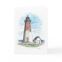 Rhode island Notecard med Point Judith Light