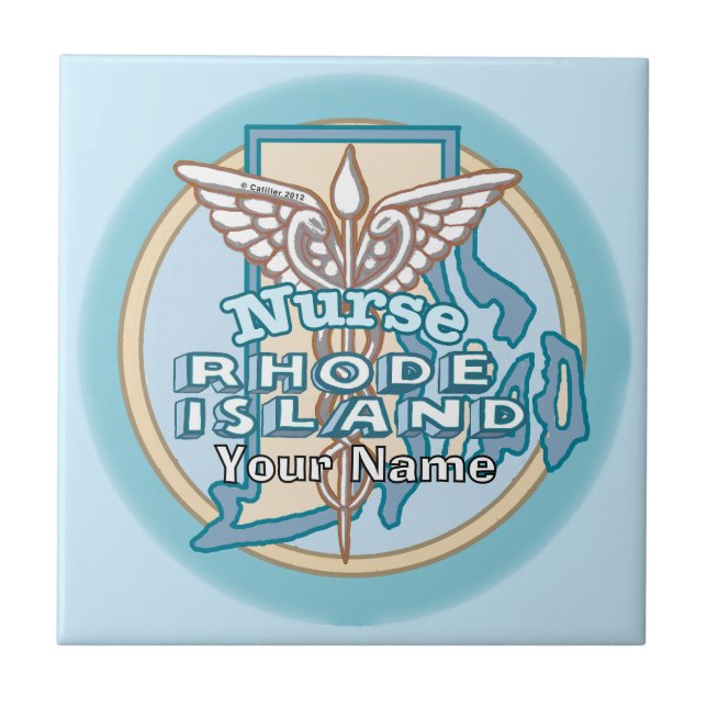 Rhode Island Nurse Caduceus Tile Kakelplatta (Framsidan)