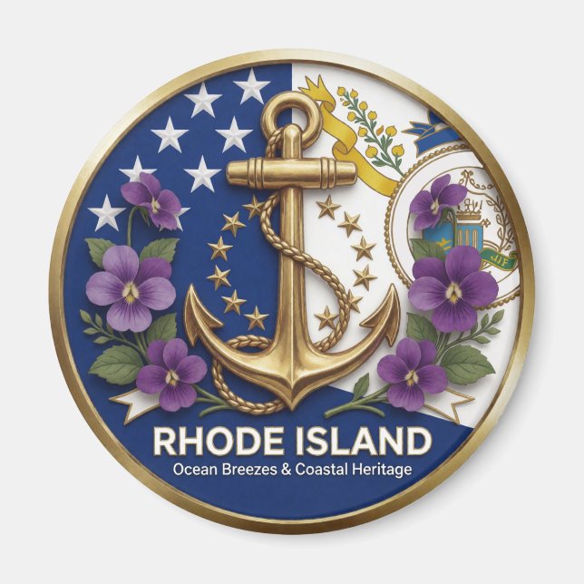 Rhode Island Ocean State Kulturarv ⚓ Magnet (Framsidan)