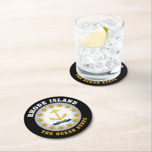 RHODE ISLAND OCEAN STATE STATLIG FLAGGA UNDERLÄGG PAPPER RUND