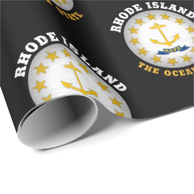 RHODE ISLAND OCEANSTATEN DELSTATFLAGGA PRESENTPAPPER (Rullad Hörn)