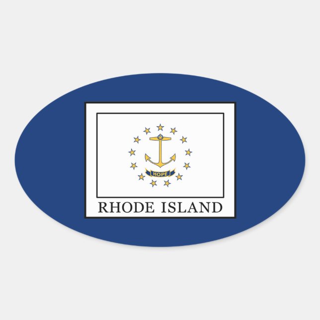 Rhode island ovalt klistermärke (Framsida)
