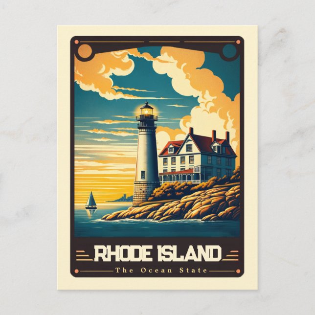 Rhode island | Patriotisk Vintage Vykort (Framsida)