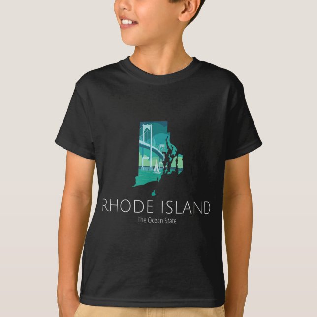 Rhode island Proud State Motto Ocean State T Shirt (Framsida)